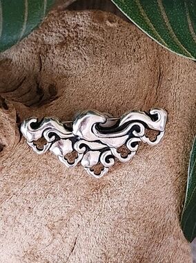 TierraCast Vintage Scroll Design Brooch Component in an Antiqued Silver Finish
